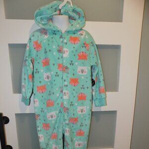 Joe Boxer Green Fox/Bear 1 Piece Sleeper Size XS (4/5) Girl's NEW